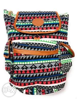 Red, Blue, And Green Tribal Print Backpack