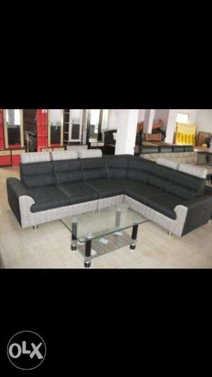 Stylish black corner sofa set