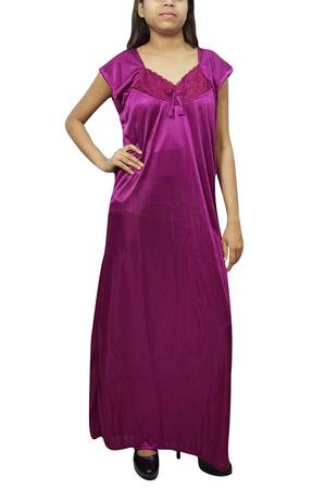 Indiatrendzs Women's Nightgown Solid Sleep Wear Satin Nighty