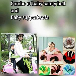 Combo Of Baby Support Soft Sofa Seat+Motorcycle Safety Belt