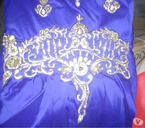 Gown in blue color with golden flowers Delhi