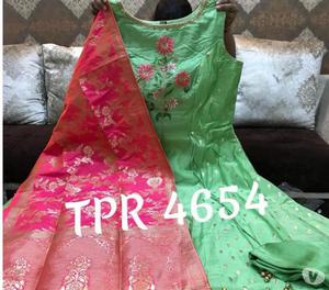 TPR  Silk neck embroidered gowns wd bottom wd silk Bana