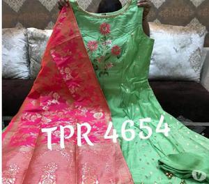 TPR 3804 Silk neck embroidered gowns wd bottom wd silk Bana