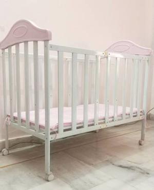 White and Pink metal crib/baby cot