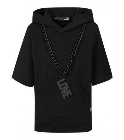 LOVE MOSCHINO Black Chain Logo Necklace Sweatshirt