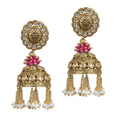 Delicate Hanging Kundan Filigree Jhumki