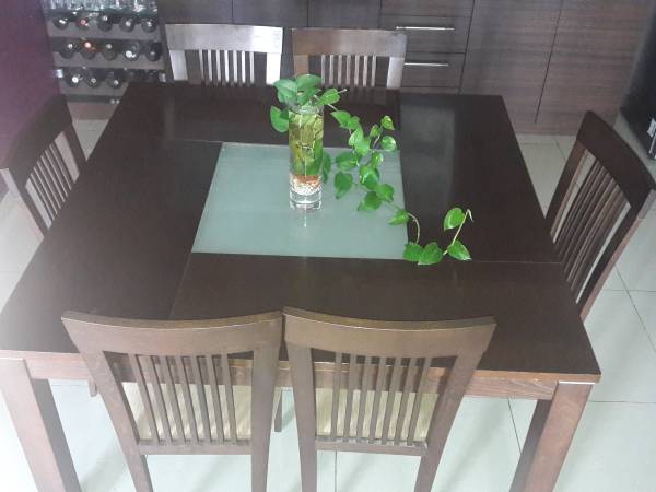 6 seater brand new dining table with 6 cushioned chair