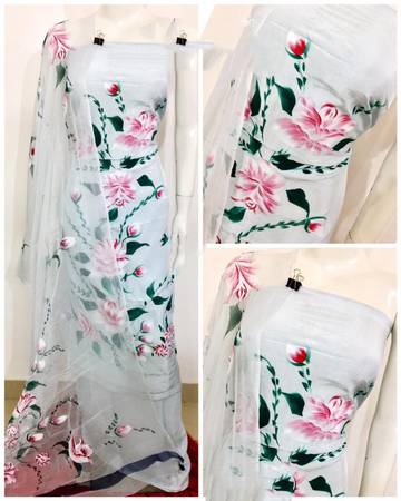 Casual Hand Painted Dress Material
