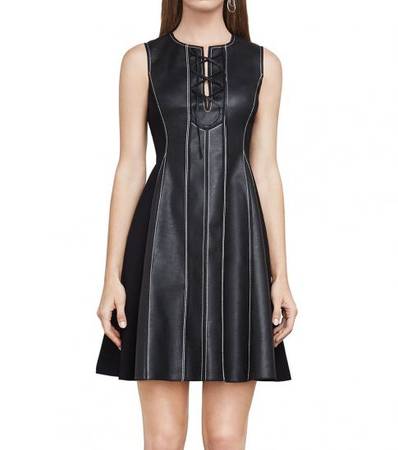 BCBGMAXAZRIA Black Jolee Faux-Leather Dress