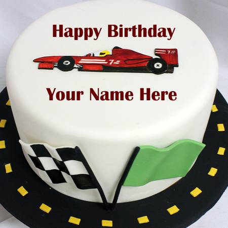 Cool Sport Car Birthday Cake With Name Print Profile Image