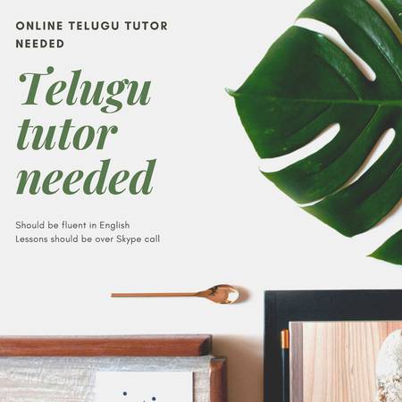 Need telugu tutor for my US girlfriend- online lessons