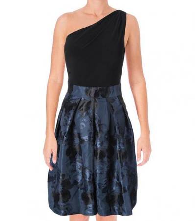 RALPH LAUREN Black Blue Rayanne Pattern Dress