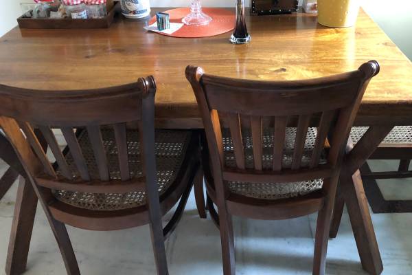 Six seater dining table of solid wood sheesham, 4 chairs