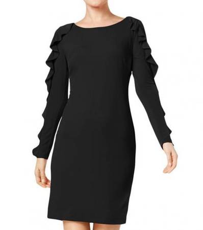 CALVIN KLEIN Black Ruffled Mini Dress
