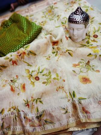 Beautiful floral designs in organza and linen silk fabric