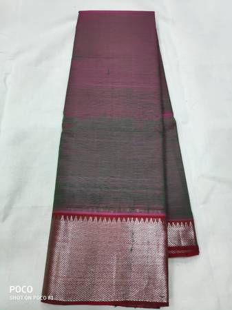 Mangalagiri silk with silver zari border weaving and