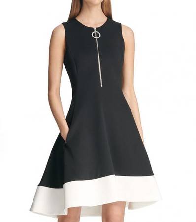 DKNY Black White Zippered Dress