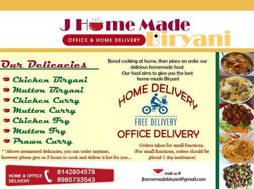 J Home Made Biryani - Office and Home Delivery