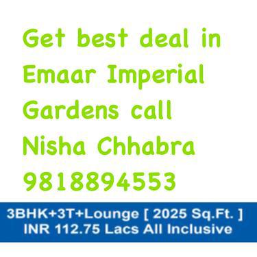 Nisha9818894553 Emaar Imperial garden price apartments 2025