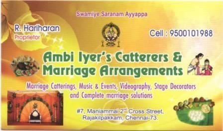 Ambi Iyer's Marriage catering services