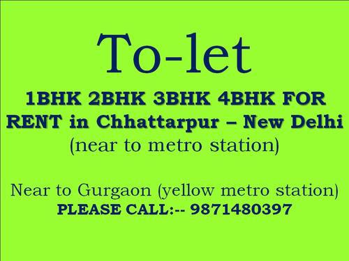1bhk for rent in chattarpur metro station