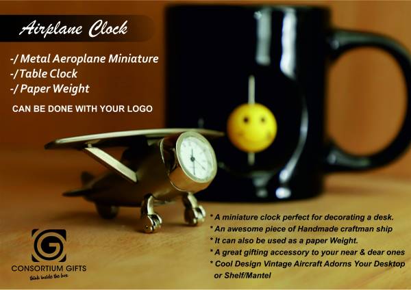 A Metal miniature Airplane clock for Desktop or Table