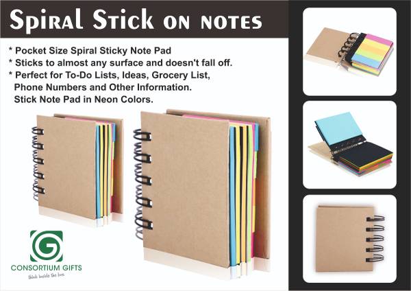 Buy Multi-color Spiral Stick On Notes - 3 X 2 Inch & 2 X 0.6