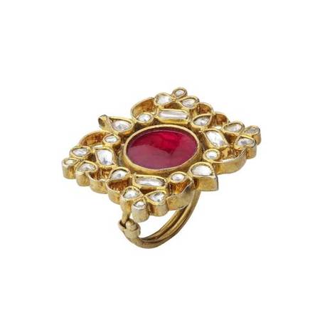 Buy Pink White Kundan Ring at Anmol