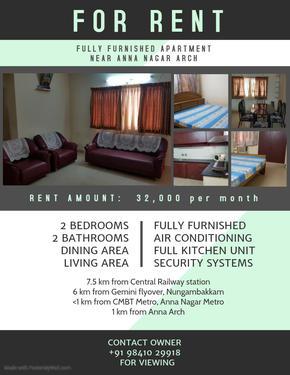 2BHK Fully Furnished in Arumbakkam for rent
