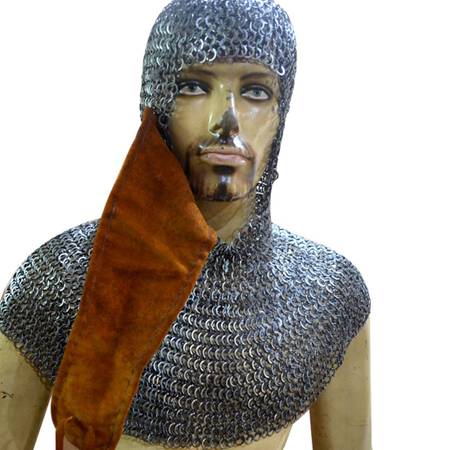 Allbeststuff Chain Mail Coif Hood Flat Dome Riveted with