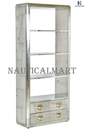 Casa Padrino luxury designer aluminum bookcase with drawers