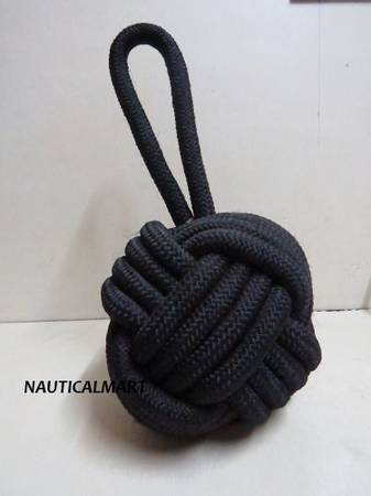 NAUTICALMART Nautical 5" Black Knot Door Stopper
