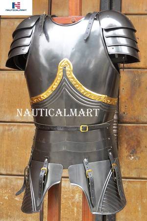 NauticalMart Medieval Breastplate with Pauldron Black Knight