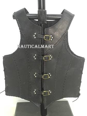 Medieval Black Leather Wearable Armor Jacket