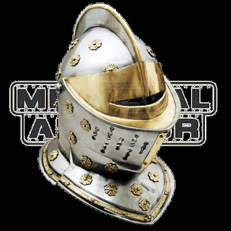 Medieval European Knight Close Helmet Steel Functional