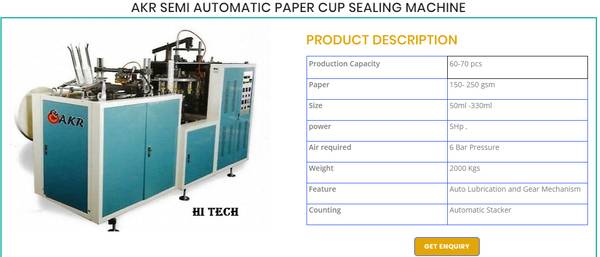 Hi tech paper cup machine manufacturer | AKR Paper cup | Akr