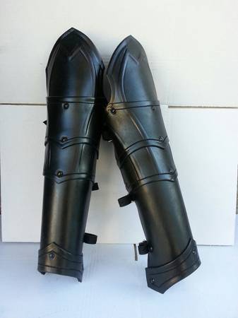 Medieval Leather Dark Elf Greaves Leg Armor/LARP Fantasy