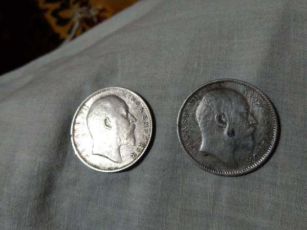 King Edward VII  Indian one rupee silver coins
