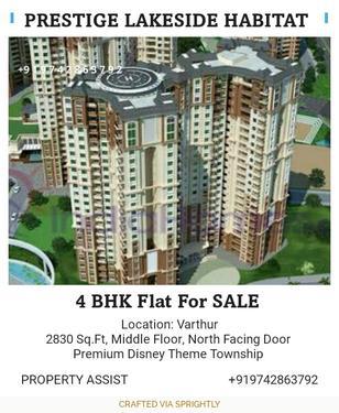 PRESTIGE LAKESIDE HABITAT: 4 BHK North Facing Flat SALE