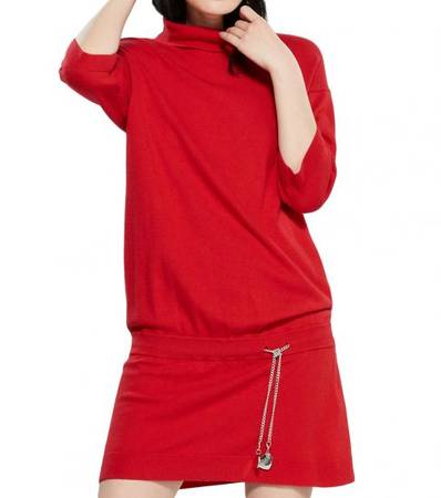 LOVE MOSCHINO Red Medallion Sweater Dress