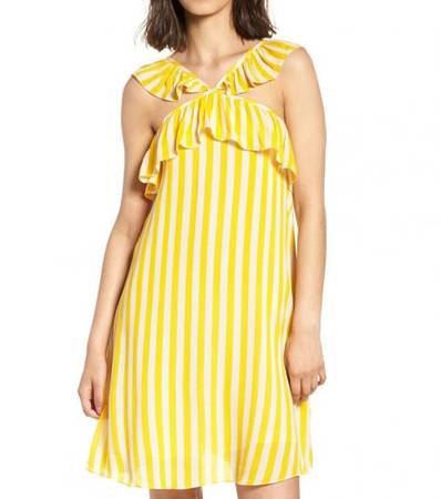 REBECCA MINKOFF Yellow Tinsley Halter Dress