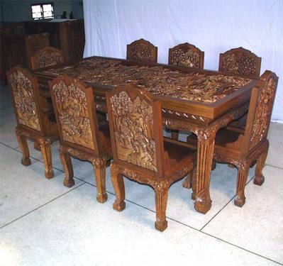 Carved dining tables sets jodhpur handicrafts