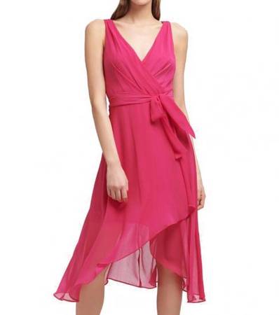 DKNY Pink V-Neck Wrap Dress