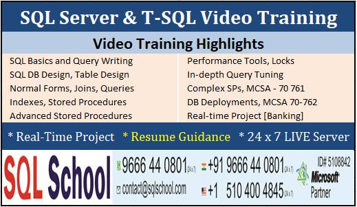SQL SERVER T-SQL Video Based Training