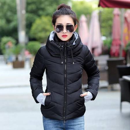 WOMEN SOLID COTTON PADDED HOODED WINTER JACKET