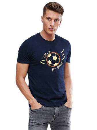 GENIUS18 Blue printed round T-Shirt