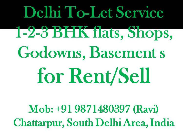 2bhk flat for rent in chattarpup please call 9871480397