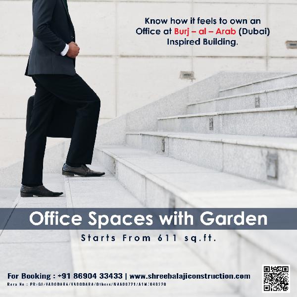 Office spaces with a garden start from 611 sqft