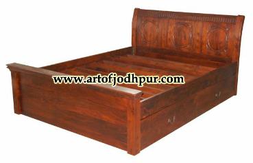 Jodhpur Handicrafts Double Bed with Drawers