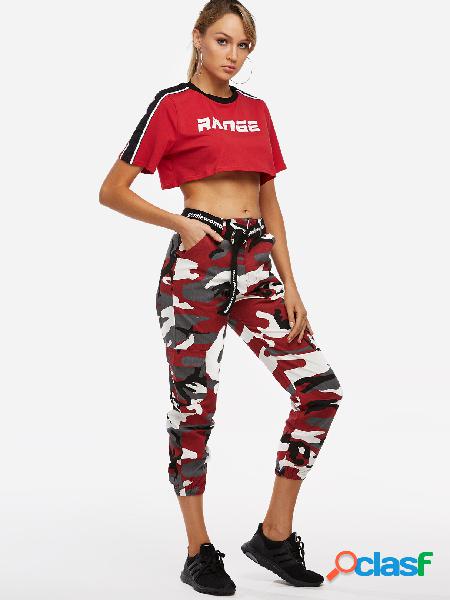 Active Camouflage Pattern High Waisted Sports Pants in